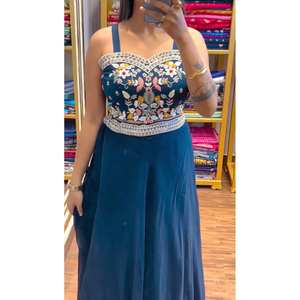 Ensemble de lehenga fantaisie prêt-à-porter avec shrug, 3 pièces, tissu en mousseline, manches trois quarts, taille 2XL - Product Image 5