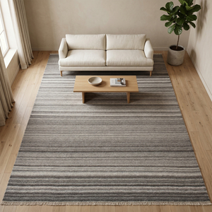 Tapis en laine tufté à la main DECORDEC beige gris géométrique, fait main, écologique, antidérapant, à poils moyens épais, pour salon - Product Image 3