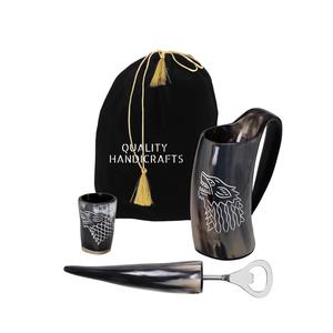 Mug en corne de buffle Viking, écologique, fait main, d'inspiration médiévale, poli, authentique, pour Noël et anniversaire - Product Image 5