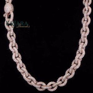 S925 Rose Gold Plated Moissanite Lock <b>Statement</b> <b>Necklace</b> Round Brilliant Cut Micro Insert Unisex Everyday Wear - Product Image 4