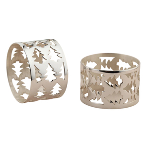 Wholesale Luxury Metal Christmas Tree Napkin Rings Silver Plated Hollow Out Serviette Holder For Holiday Tableware Decoration - Product Image 1