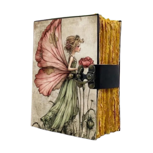 Fairy Leather Journal Handmade Deckle Edge Notebook Vintage Storybook Diary Fairycore <b>Book</b> of Shadows Cottagecore Gift - Product Image 1