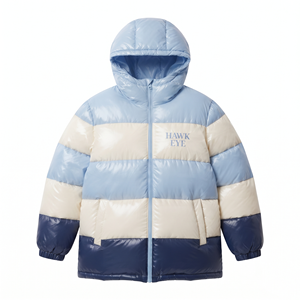 Abrigo de invierno acolchado de dos tonos con capucha para mujer, chaqueta tipo puffer ajustada, cálida, para exteriores, venta al por mayor - Product Image 4