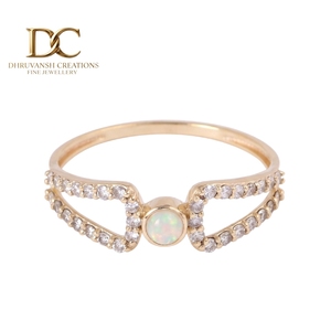 9K Solid Gold with Natural Ethiopian <b>Opal</b> <b>Ring</b> with pave set certified Lab Grown Diamonds Minimalist Gemstone Engagement <b>Ring</b> - Product Image 1