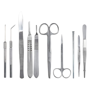 Kits chirurgicaux de haute qualité de 11 pièces avec manche de scalpel, ciseaux, pinces, outils, ensemble avec étui en cuir par Grip Surgical - Product Image 2