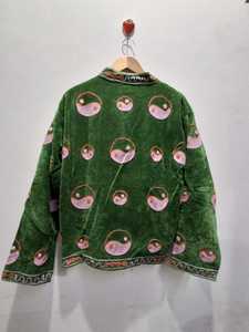 <b>Velvet</b> Suzani Hand Embroidered Boho Autumn <b>Jacket</b> for <b>Women</b> Short Length Cotton Filled Quick Dry Handmade Gift - Product Image 4