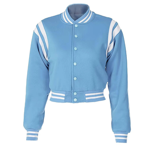 Veste universitaire tendance pour femme en peau de mouton personnalisée, manteau d'hiver coupe-vent respirant avec manches en cuir véritable, vestes courtes - Product Image 5
