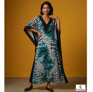 Printed <b>Kaftan</b> Dress Women <b>Summer</b> Beach Cover Up Loose Fit Lightweight Fabric Island Wear Bulk Export Supply - Product Image 1