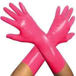 Gants longs brillants rouge vif pour femme, style latex effet mouillé, longueur opéra, pour mode, fête, cosplay, costume, élégants, à haute manchette - Product Image 4