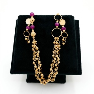Conjunto de Collar Mala de Doble Capa con Cuentas de Rubí en Plata 925 para Mujer, Joyería de Diseño con Cadena y Aretes a Juego - Product Image 1