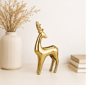 Handmade Metallic Golden <b>Christmas</b> Deer Sculpture Elegant Animal Figurine For Holiday Centerpieces Office Desktop Ornaments - Product Image 2