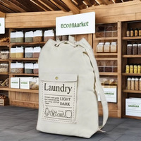 Sac à linge de grande taille, couleur naturelle, logo personnalisé, avec fermeture, sacs à linge en plastique recyclé pour usage régulier