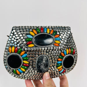 Antique Silver <b>Rainbow</b> Style Gold-Plated Aluminium Shoulder Bag Handcrafted Modern Polished Sculpture Sling Purse Women Girls - Product Image 2