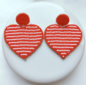 Boucles d'oreilles perlées pour la fabrication de bijoux, boucles d'oreilles en forme de cœur perlées, rayées bleu et blanc, bord doré, embouts de perles pour boucles d'oreilles - Product Image 2