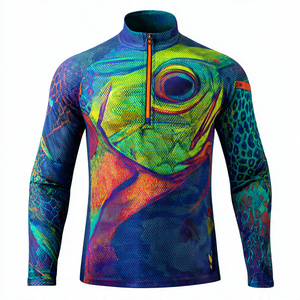 Fishing Zip Up Jacket Men Moisture Wicking Jersey For Fishing Sublimation Shirts Men Fishing Zip Up Shirt Outdoor UV Protection - Product Image 3