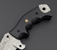 Couteau à lame fixe en acier Damas de qualité industrielle, fait main, manche en Micarta noir, étui en cuir véritable, OEM, EDC, camping en plein air