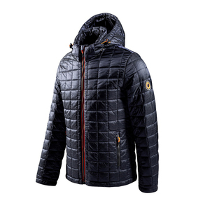 Veste matelassée à capuche noire pour homme, rembourrée de duvet, fermeture éclair, coupe-vent, vêtements décontractés d'hiver, coupe régulière - Product Image 3