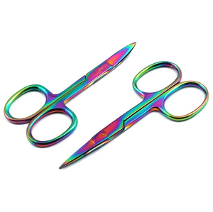 Ciseaux à cuticules en titane multicolores arc-en-ciel, droits et courbés, de haute qualité, en acier inoxydable, pour soins personnels, ciseaux de manucure - Product Image 1
