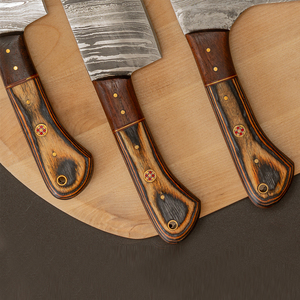 Chef <b>Knife</b> <b>Set</b> Hand Forged <b>Sharp</b> Pattern Blades Durable Ergonomic Handles Professional Cooking Damascus Steel Handmade Kitchen - Product Image 3