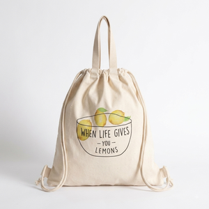 Canvas Drawstring Tote Bag Custom Print Shopping Carry Bag Reusable Grocery <b>Backpack</b> for Daily Use - Product Image 1