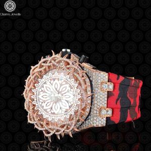Montre de luxe pour homme Charm Jewells en acier inoxydable 40 mm, analogique à quartz, design ajouré, bracelet en acier inoxydable 20 mm, verre saphir, style Hip Hop - Product Image 4