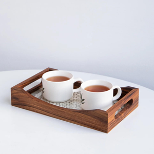 Bandeja de Madera Hecha a Mano y Pintada a Mano, Moderna y Ecológica, para Servir Alimentos, Multiusos, para Desayuno, Té, Café, Bocadillos, Mesa de Comedor - Product Image 2