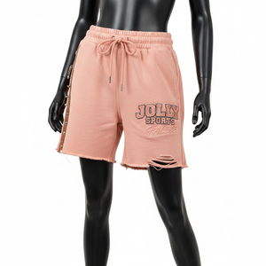 Shorts de mujer de alta calidad en algodón y poliéster, con forro polar, elásticos, cómodos, con dobladillo deshilachado, detalle de cremallera y logotipo personalizado. - Product Image 6