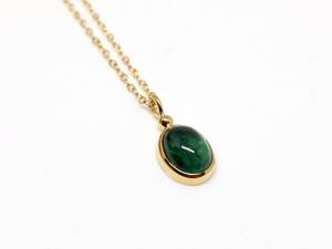 Delicate Green Tourmaline Necklace Handmade Gemstone Chain 925 Sterling Silver 14K Gold Plated Jewelry - Product Image 3