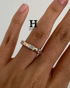 Anillo de Boda Moderno de Oro Amarillo de 14K con Diamantes Cultivados en Laboratorio con Corte Esmeralda, Estilo Baguette Horizontal, para Mujer, Venta al Por Mayor - Product Image 2