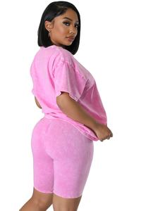 Femmes 2 pièces de haute qualité costume de sport à manches courtes t-shirt et Shorts nouveau été femmes deux pièces Twin Set shorts pour femmes - Product Image 2