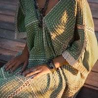 Harga Grosir Pakaian Pantai Bohemian Bordir Seksi Merah Panjang, Kaftan, Bandeau, Baju Hamil, Koleksi Baru