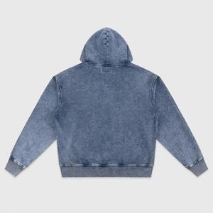 Sudadera con capucha de mezclilla para hombre con cremallera completa, estampado de grafiti, corte holgado, con bolsillos, para invierno, 330 gramos - Product Image 6