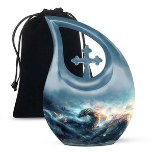 Teardrop Cremation Urn with Northern Lights Landscape Design for Adult Ashes <b>Memorial</b> <b>Keepsake</b> Custom Decorative Tear Drop Urn - Product Image 5