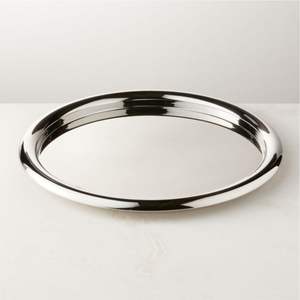 Bandeja Circular de Acero Inoxidable Pulido de Lujo, No Magnética, para Servir |   Plato Decorativo Minimalista de Metal para Exhibición - Product Image 2