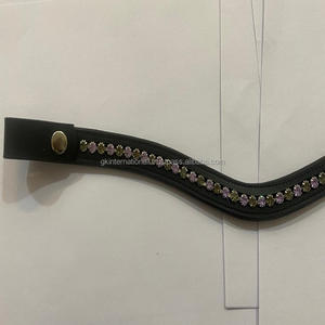 Single Row Customized Multicolor Bling <b>Large</b> <b>Stones</b> Crystal Empty Channel Leather Horse Brow Band Wholesale Bling Brow Band - Product Image 2