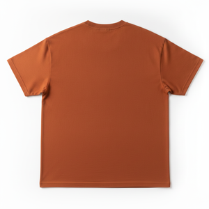 T-shirt à manches courtes pour homme, couleur orange rouille, avec impression de patch « l'aventure vous attend », coupe classique, jersey en coton décontracté, col rond - Product Image 4