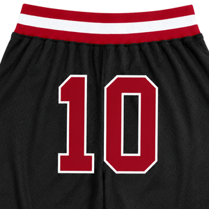 Shorts de basket-ball en mesh sublimé noir et rouge pour hommes, légers, en polyester, uniforme de basket-ball, entraînement, vêtements de sport - Product Image 4