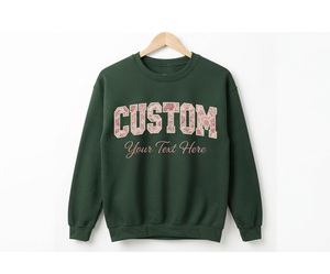 เสื้อสเวตเชิ้ตคอกลมโอเวอร์ไซส์สำหรับผู้หญิง ขายส่ง สีน้ำตาล พิมพ์ลายดอกไม้และตัวอักษร  ปักข้อความตามสั่ง ผ้าฝ้ายถัก ใส่ได้ในฤดูใบไม้ร่วง - Product Image 2