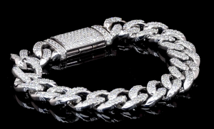 Pulsera Cubana de Diamantes Cultivados en Laboratorio para Hombre, 6.53 Quilates, Oro Blanco de 14K, Color E, HPHT VVS1 VVS2, Certificado IGI, Regalo de Lujo para Hombre, Joyería - Product Image 4