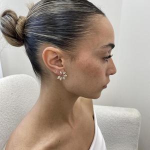 Pendientes de mariposa con diamantes talla marquise y redondos en oro macizo, inspirados en la naturaleza, florales, de lujo, para ella. - Product Image 4