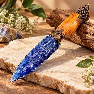 Épée athame artisanale en obsidienne bleue avec manche orné en alliage de zinc, cadeau de collection pour cosplay fantastique - Product Image 6