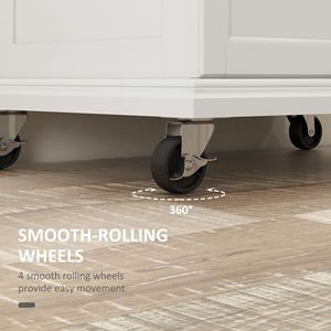 Isola da Cucina Moderna Bianco Crema su Ruote, Carrello da Cucina in Rovere con Cassetto, Portasciugamani in Acciaio Inossidabile, Piano di Lavoro per Sala da Pranzo - Product Image 6