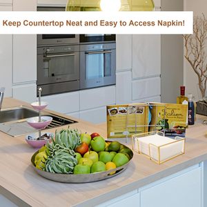 Gold Napkin Holder Acrylic <b>Flat</b> Guest Towel Tray Clear Tissue <b>Box</b> Dispenser Square Tabletop Paper Napkin Storage Basket Caddy - Product Image 4