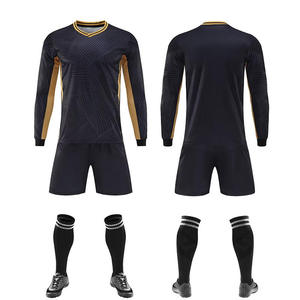 Conjunto Deportivo de Fútbol, Manga Larga, Cuello en V con Media Cremallera, Otoño Invierno, para Competencia, Entrenamiento, Uso Casual, Pantalones Cortos Ajustados - Product Image 3
