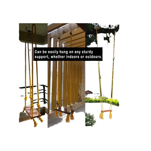 Siège de balançoire en bois durable pour adultes et enfants, adapté à une utilisation intérieure et extérieure, y compris les caractéristiques des parcs de trampolines - Product Image 4