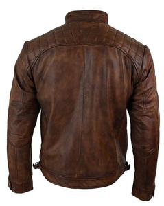 Men's Dark Brown Genuine <b>Leather</b> <b>Jacket</b> Stand Collar Zipper Closure Regular Fit <b>Jacket</b> Available For Sale Now - Product Image 3