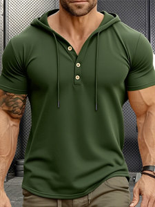 เสื้อฮู้ดแขนสั้นผู้ชายสีสันสดใสแบบสั่งทำพิเศษ น้ำหนักเบา ปิดด้วยกระดุม ป้องกันการหดตัว เหมาะสำหรับการฝึกซ้อม ราคาขายส่ง - Product Image 6