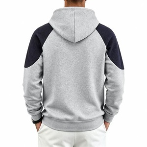 Sudadera con Capucha para Hombre, Diseño de Bloques de Color Negro y Gris, Manga Raglán, Bolsillos de Felpa Francesa, Corte Regular Informal, Ropa de Otoño 2027 - Product Image 5