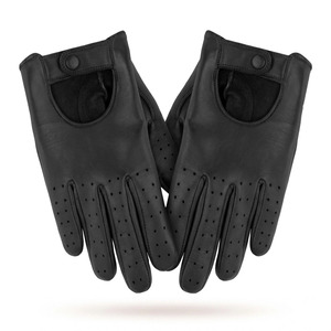 Leather <b>Driving</b> <b>Gloves</b> Full Finger Black Breathable Non Slip Adjustable Wrist Strap Unisex All Seasons - Product Image 2