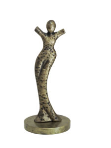 Figura Humana Abstracta de Aluminio, Escultura Metálica con Acabado Bronce Moderno, Estatuilla Texturizada Elegante, Arte Decorativo Contemporáneo para el Hogar - Product Image 4